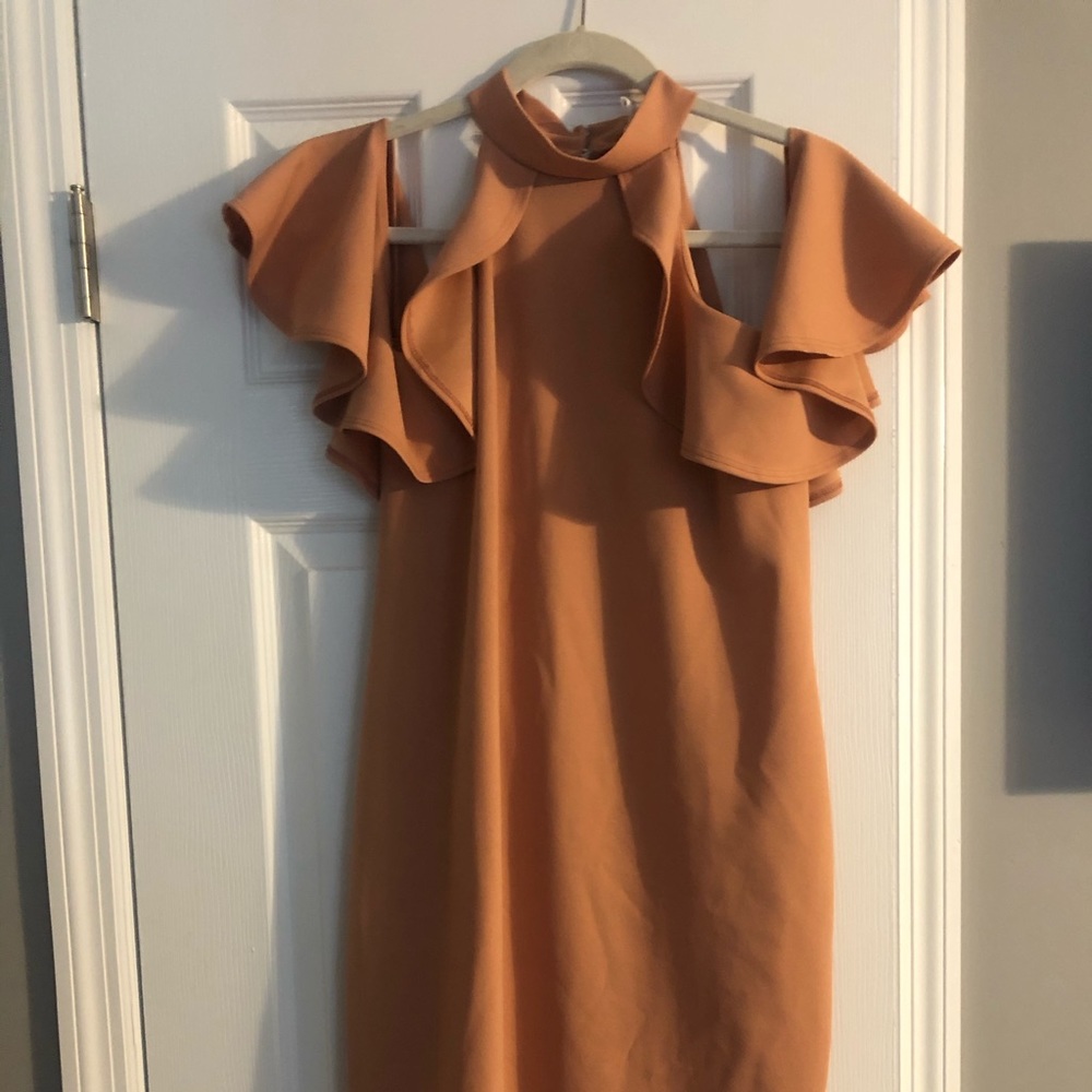 PinkBlush Pink Mock Neck Ruffle Maternity Dress